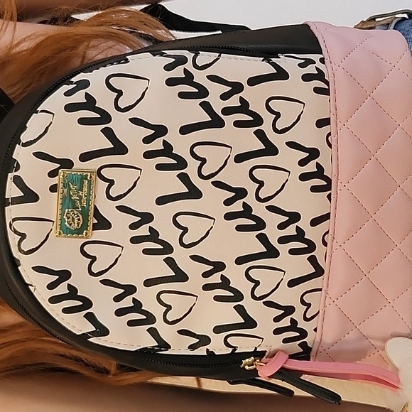 Betsey Johnson Black and Pink Heart Backpack, EUC - Picture 14 of 16